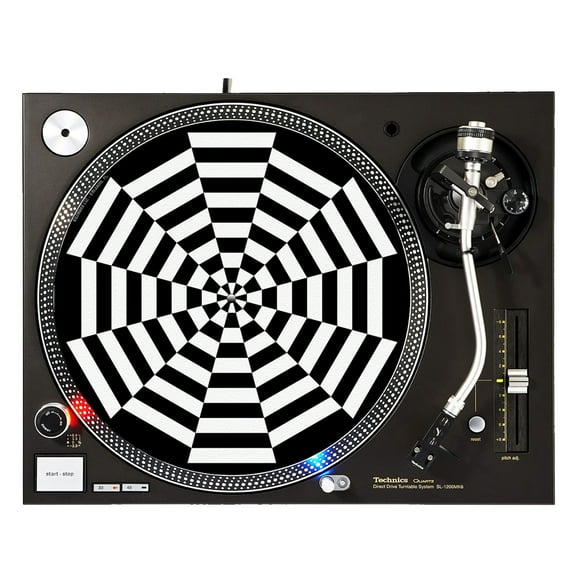 KuzmarK™ 12" DJ Turntable Slipmat - Caution Web