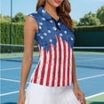 thumbnail image 5 of Uorisanigo American Flag Women's Golf Top Soft Fashionable 1/4 Zipper Moisture Wicking Casual Tennis Activewear Dog Paw Versatile Sleeveless Athletic Tops Size 2XL, 5 of 7