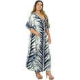 thumbnail image 5 of LA LEELA Women's Summer Pocket Nightgown Batik Caftan for Womens Sleepwear Long House Loungewear Dashiki Dress 1X-2X Navy, Spikes, 5 of 5