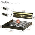 thumbnail image 3 of GUNAITO King Bed Frame with Storage Headboard & 4 Drawers, Dark Gray Industrial Metal Platform Bed with Charging Station and LED, 3 of 10