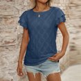 thumbnail image 5 of iHengLiXing Plus Size Spring Tops for Women 2025 Dressy Casual Women's Fashion Summer Solid Color Round-Neck Short Sleeve Blouses Blue XXL, 5 of 6