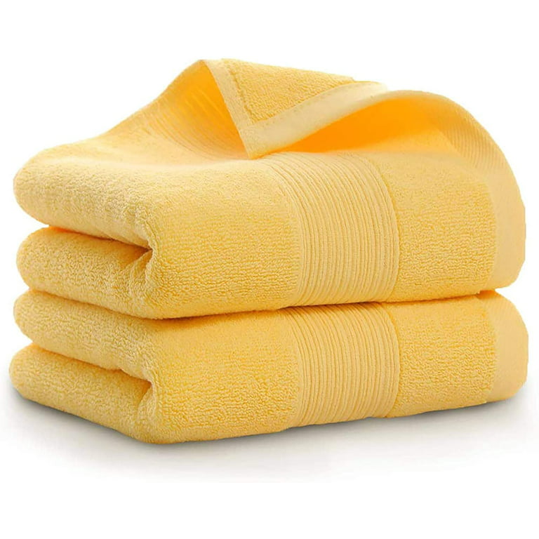 EverDirect 2 Pack Cotton Hand Towels, Durable Highly Absorbent Soft  Washcloth, Towel for Hotel Bathroom, 14 x 30 Inch (Yellow) 