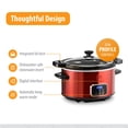 thumbnail image 3 of Toastmaster 4-Quart Digital Slow Cooker with Locking Lid, Red, 3 of 7