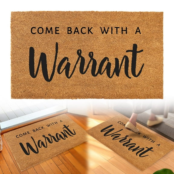 Come Back with a Warrant Or Plates, Fall Door Mat, Fall Welcome Mat, Funny Welcome Coir Door Mat, Thick Dust Waterproof Mats, Non-Slip Funny Welcome Mats Indoor with Rubber Backing