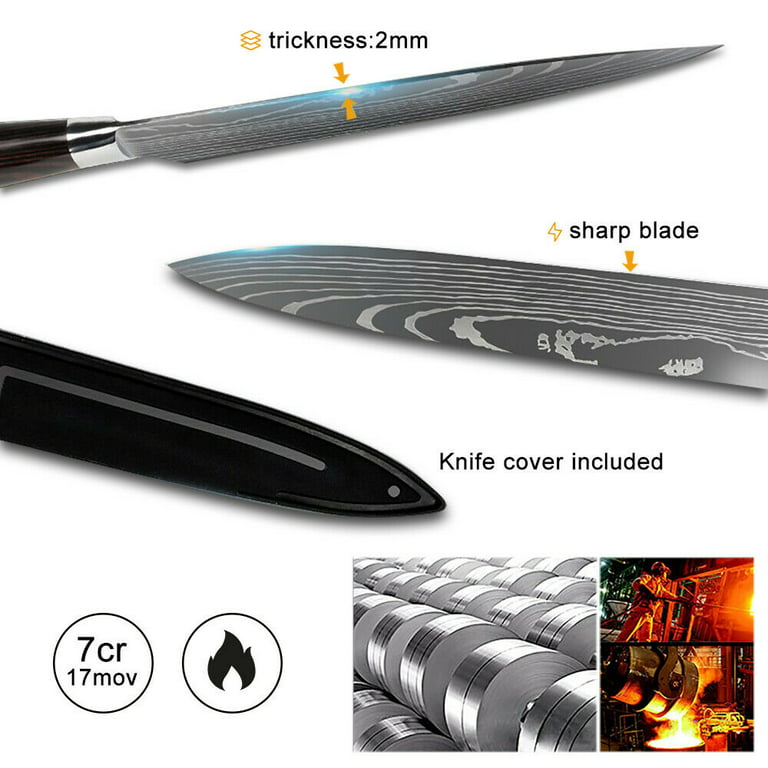  MAD SHARK Chef Knife, Professional 8 Inch Santoku Knife, Made  of German High Carbon Stainless Steel, Non-stick Ultra Sharp Kitchen Knife  with Ergonomic Handle, Finger Guard and Gift Box: Home 