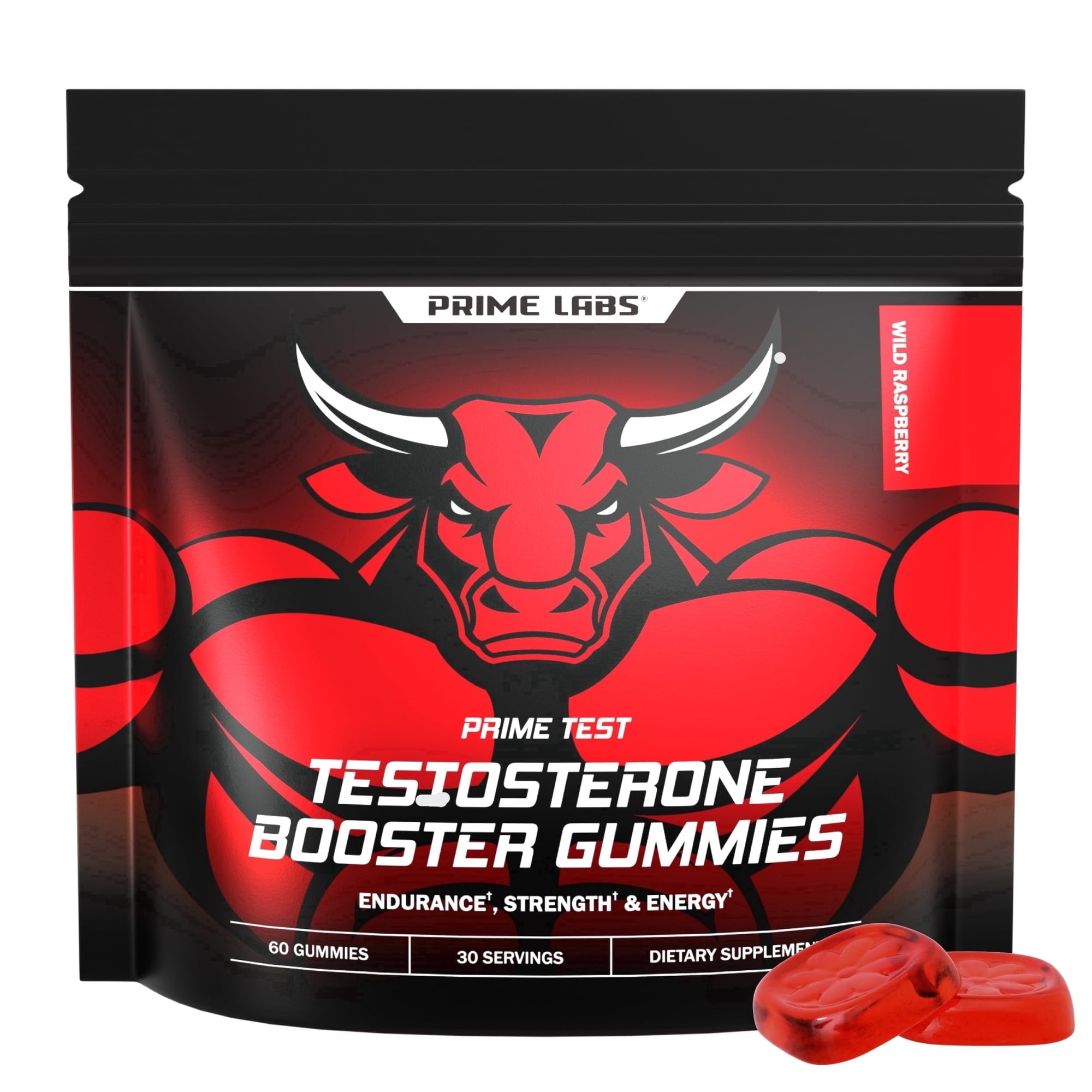 Prime Labs Prime Test Gummies for Men - Tongkat Ali, Horny Goat Weed, Saw Palmetto, Boron & Vitamin D3 - Non-GMO, Third-Party Tested - 60 Gummies