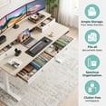 thumbnail image 2 of Kyspho 63″ x 30″ Standing Desk with Drawers, Electric Height Adjustable Sit Stand Desk with Storage Shelf, 4 Memory Preset Computer Desk with Cable Management Tray for Home Office, Natural, 2 of 10