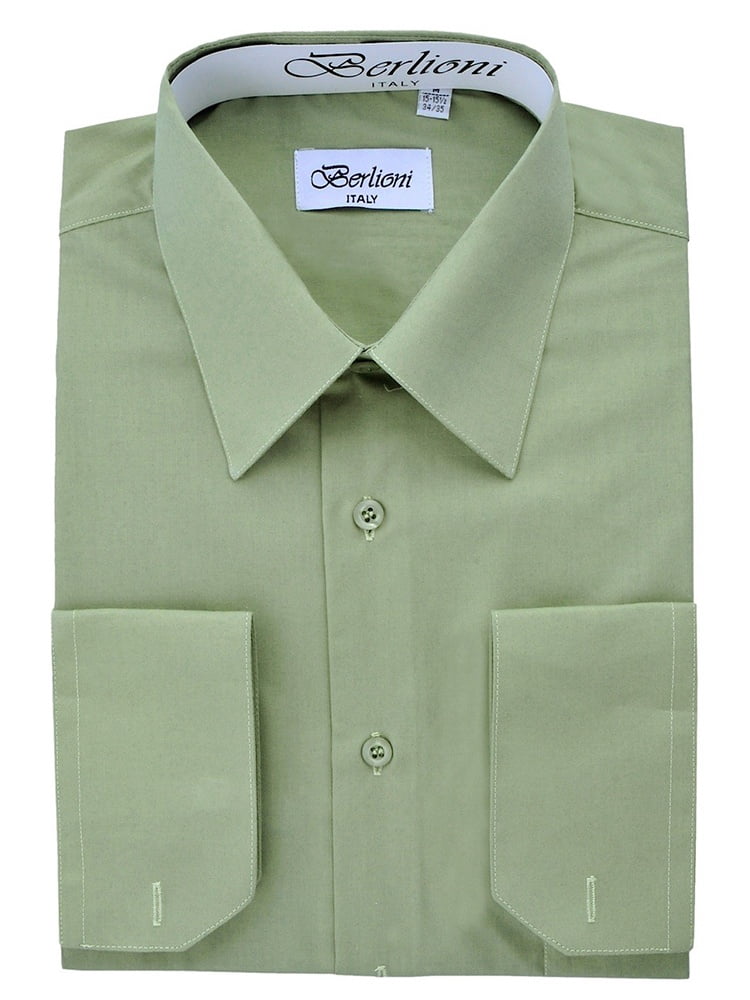 CONVERTIBLE CUFF SOLID DRESS SHIRT-SAGE 