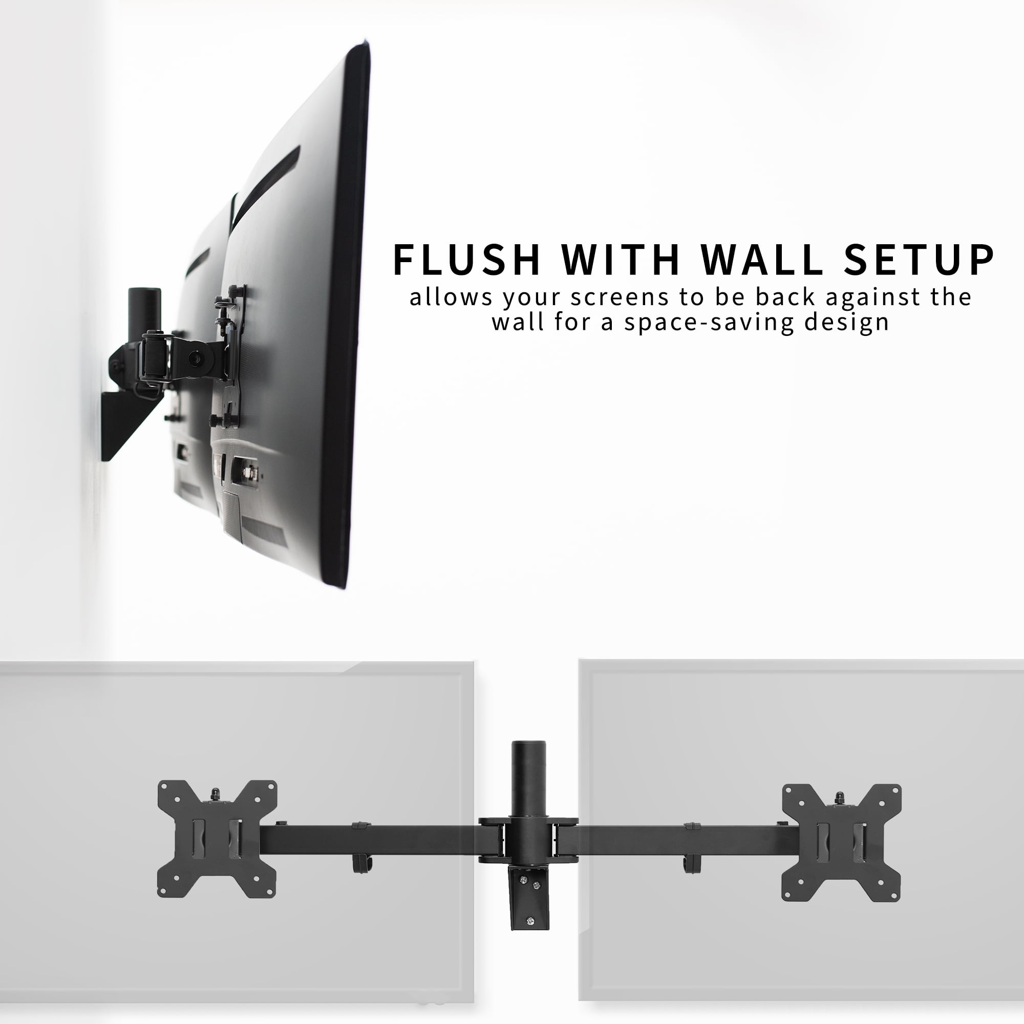 VIVO Steel Telescoping Flush Wall Mount for Dual 21" to 32" Monitors