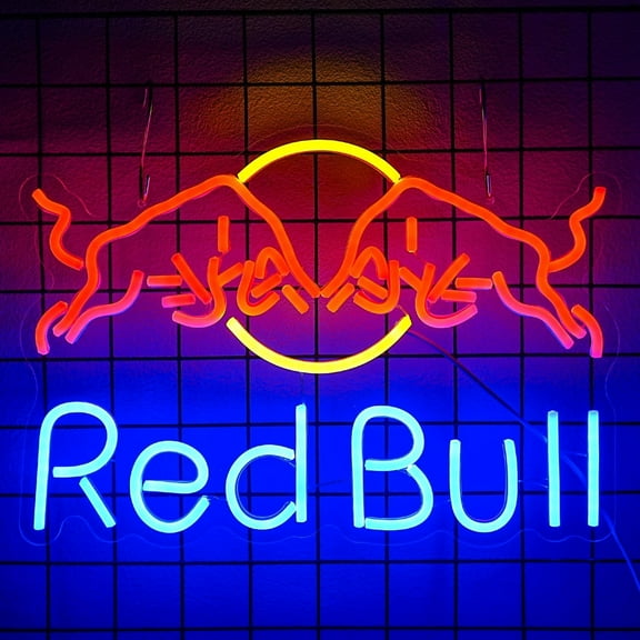 Queen Sense 16"x14" Red Bulls Drink LED Neon Sign for Wall Decor Dimmable USB Powered LED Light W116RBDV3-5VLED