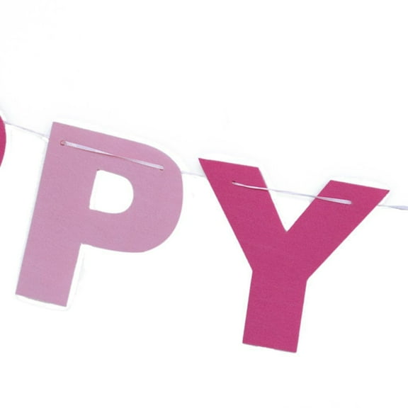 HAPPY BIRTHDAY Non-woven Pennant Flags Bunting Garland Banner Party Home Hanging Decor (Pink)