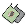 thumbnail image 2 of Bouvier des Flandres Green Flowers Pair of Pot Holders, 2 of 4
