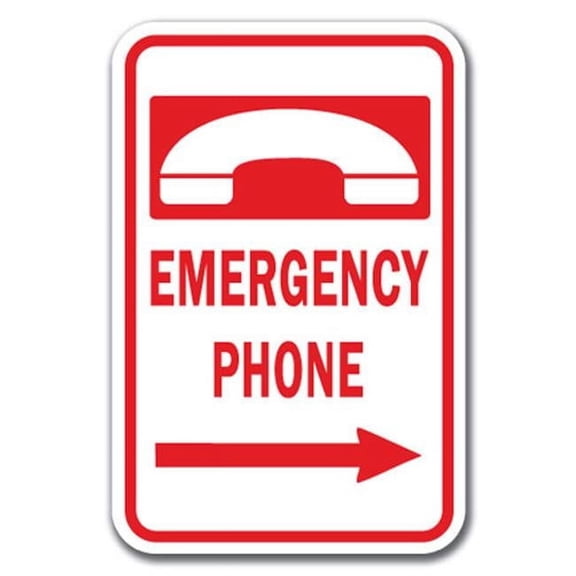 SignMission A-1218 911 - Emergency Right 12 x 18 in. Emergency Phone with Right Arrow Heavy Gauge Aluminum Sign