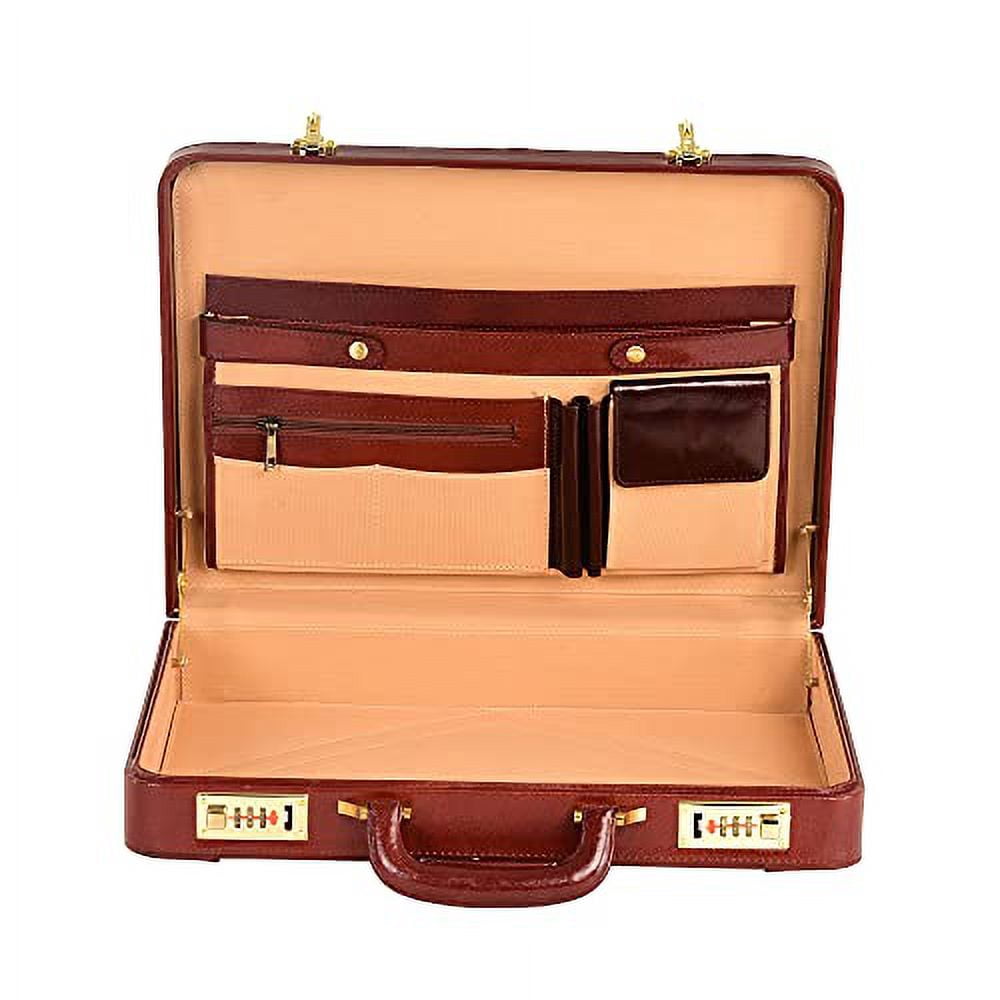 LINDSEY STREET Genuine Leather Attache Briefcase Business Handbag Laptop MacBook Bag Large Doctors Briefcase