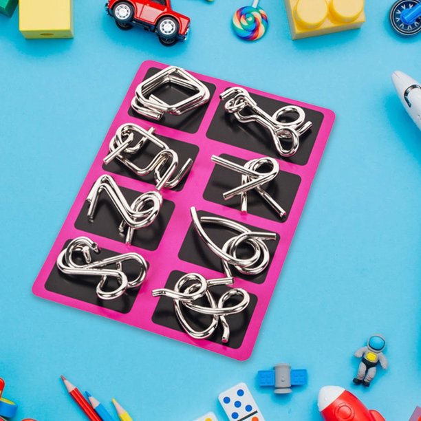 Gwong Juguete 8 unids / set Metal Wire Puzzle Montessori Educational Carbon Acero IQ Mente Cerebro Teaser Estrés Anheler juguetes para niños Gwong 30012173