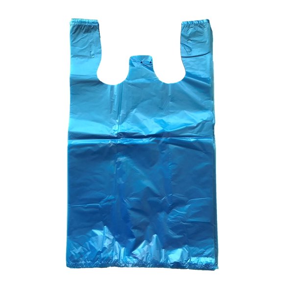 RG Large Plastic Grocery T-shirts Carry-out Bag Blue Unprinted 12 X 6 X 21 (100)