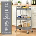 thumbnail image 3 of KK KINGRACK 3-Tier Rolling Cart, Metal Utility Cart with Wheels ,Office School Organizer,  Grey, 3 of 8