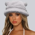 thumbnail image 2 of beishanbush Clothing 2025 Bucket Hats Cute Bear Ear Basin Hat Winter Thick Warm Hat Bucket Cap for Women Men Grey, 2 of 4