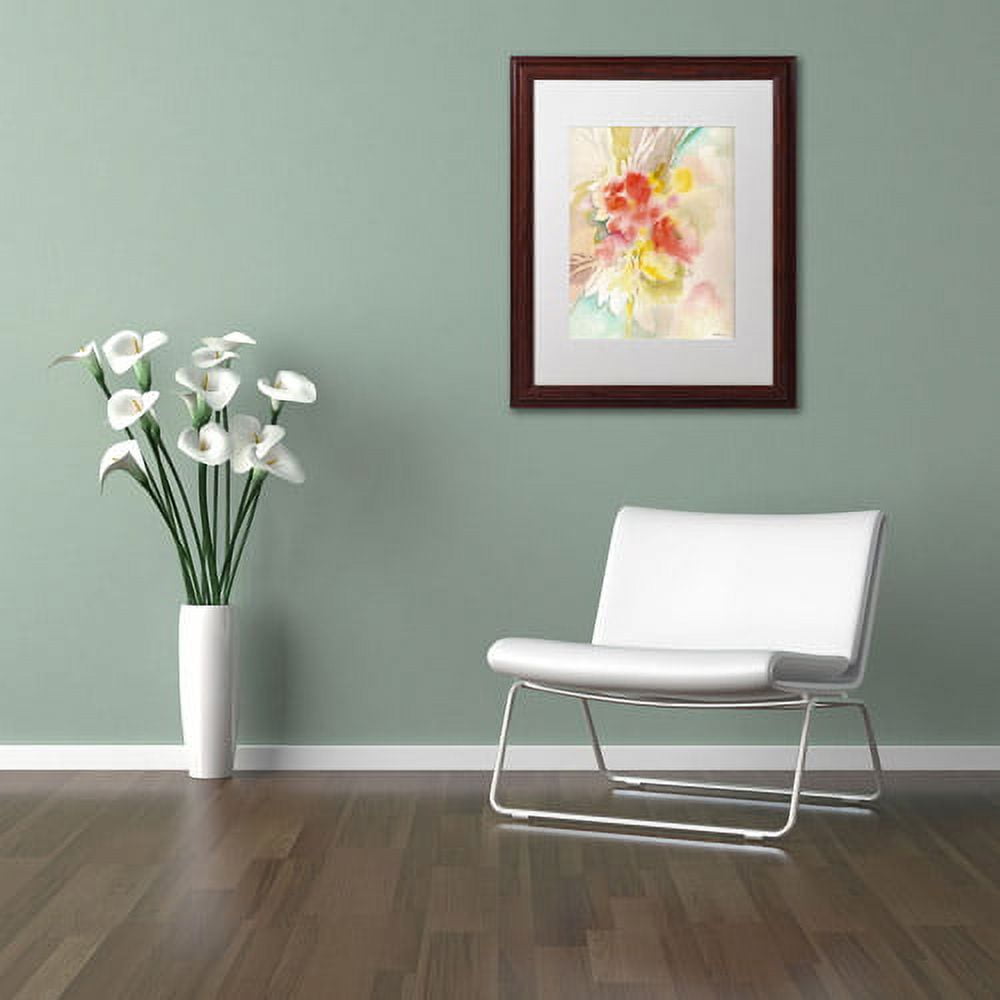 Trademark Fine Art "Red Flower Shadows" Canvas Art by Sheila Golden, White Matte, Wood Frame