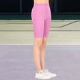 thumbnail image 5 of Girls High Waist Bike Shorts, Knee-Length Tight Leggings for Kids, Quick-Dry Workout Shorts and Seamless Cycling Shorts, Athletic Wear for Yoga and Gym, Age 5-13 Years Pink 150, 5 of 9