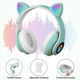 thumbnail image 5 of Rirool Cat Ear Bluetooth Headphones for Kids Girls - Wireless Headset w/Mic, 94dB Volume Limit, LED Lights, Foldable, for School/Travel Green, 5 of 10
