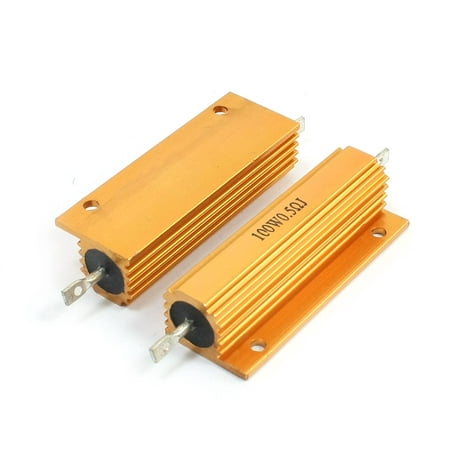Unique Bargains 100w 0 5 Ohm Axial Gold Tone Heatsink Aluminum Clad Resistor 2pcs