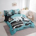 thumbnail image 3 of Homewish Pop Music Lover Bedding Comforter Set 7 Pieces for Teen, Cartoon Musical Instruments Full Bedding Set, Guitar Melody Reversible Fitted Sheet Flat Sheet, Lightweight Room Decor, 3 of 7