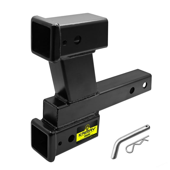 Trailer Dual Hitch Extender Adapter with 2-inch & 6-inch Riser/Drop, fit for 2" Receiver, 2-inch Solid Shank, 10000lbs Towing Capacity
