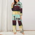 thumbnail image 2 of Vsdgher Elehpant And A Giraffe Looking At The Sea Pajamas Set Long Sleeve Sleepwear Womens Button Down Nightwear Pj Sets-Large, 2 of 7