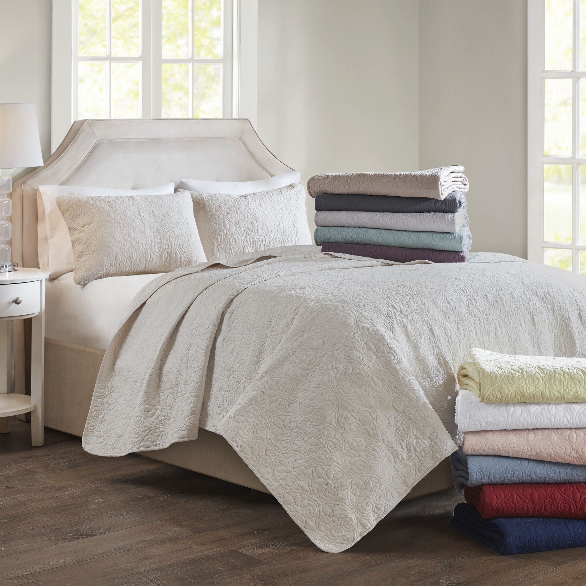Home Essence Vancouver Super Soft Reversible Coverlet Set, King/Cal King, White - image 4 of 14
