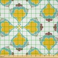 thumbnail image 2 of Ambesonne Floral Fabric by the Yard Microfiber, Symmetric Colorful Motifs, 1 Yard, Earth Yellow and Redwood, 2 of 2
