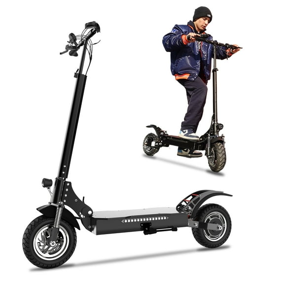 52V Electric Scooter Adults, 1600W Strong Motor, Up to 50 Miles Range 40 Mph, 10 ''Pneumatic Tires with 1217 Battery Dual Suspension & Commuting Electric Scooter