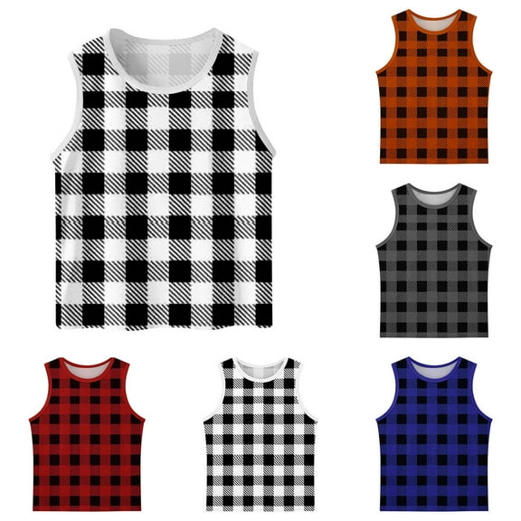 Ashirexll Boys Tank Tops Fall Vest for Kids 3-15 Years Plaid Print Soft Sleeveless Camisole Casual Shirt for Boys and Girls