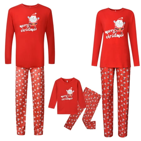 

Christmas Pajamas for Family Cute PJ s with Snowflake Deer Long Sleeve Tee and Plaid Pants Loungewear Holiday Sleepwear