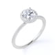 thumbnail image 4 of JeenMata Anillo de Compromiso de 1 Quilate con Corte Redondo y Halo Pavé en Baño de Oro Blanco de 18 K sobre Plata, 4 of 5