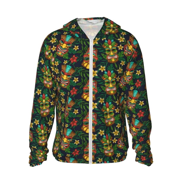 Fotbe Mask Tropical Flower Chaqueta con Protección Solar UPF 50+ para Hombre y Mujer, Camisa con Capucha y Bolsillos-3X-Large