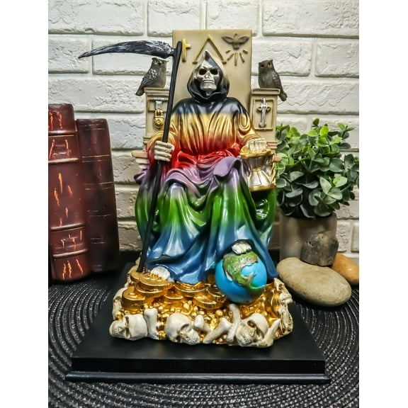 Ebros Gift Rainbow Robe 105” Santa Muerte Garden Statue, Hand Painted