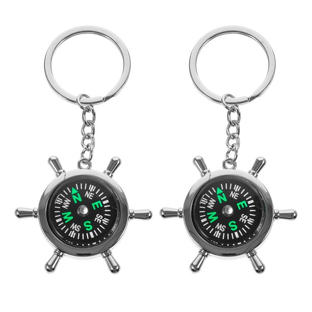 1 par de brújulas de bolsillo portátiles, mini brújula de timón, llavero para senderismo, supervivencia, montañismo, acampada, aventura al aire libre, fiesta, herramienta de navegación.