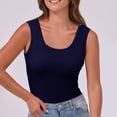 thumbnail image 4 of UPPADA Womens Tank Tops 2025 Sleeveless Round Neck Ruched Spring Summer Basic Shirts Trendy Cute Outfits Women Sleeveless Tank Top,Tank Top for Women Casual Cropped Tanks Dark Blue,XXL, 4 of 8