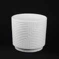 thumbnail image 5 of Set of 3 White Textured Stoneware Planters, Modern Round Flower Pots with Geometric Design, 5 of 8