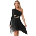 thumbnail image 3 of CHICTRY Womens Asymmetrical One Shoulder Latin Lyrical Dance Dress Costume, 3 of 7