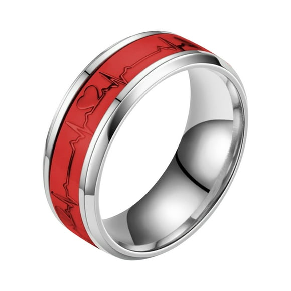 Juego de anillos de acero inoxidable para pareja con colgante de cristal navideño | Anillo de hierro de 2 cm de diámetro | Regalo para parejas y estudiantes