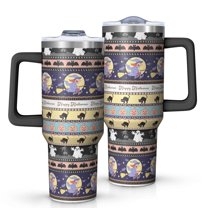 Striped Halloween Pattern Tumbler with Handle and Lid,40oz Double Wall Vacuum Insulated Tumbler,Cups Gift for Women and Men