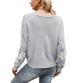 thumbnail image 5 of Jxzom Womens Y2K Flower Pattern Long Sleeve Loose Knitwear Sweater V-Neck Button Down Knitted Cardigan, 5 of 6
