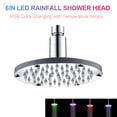 thumbnail image 2 of Zootealy 6 inch LED Rainfall Shower Head Round Shower Head Automatically RGB Color-Changing Temperature Sensor Showerhead for Bathroom, 2 of 8