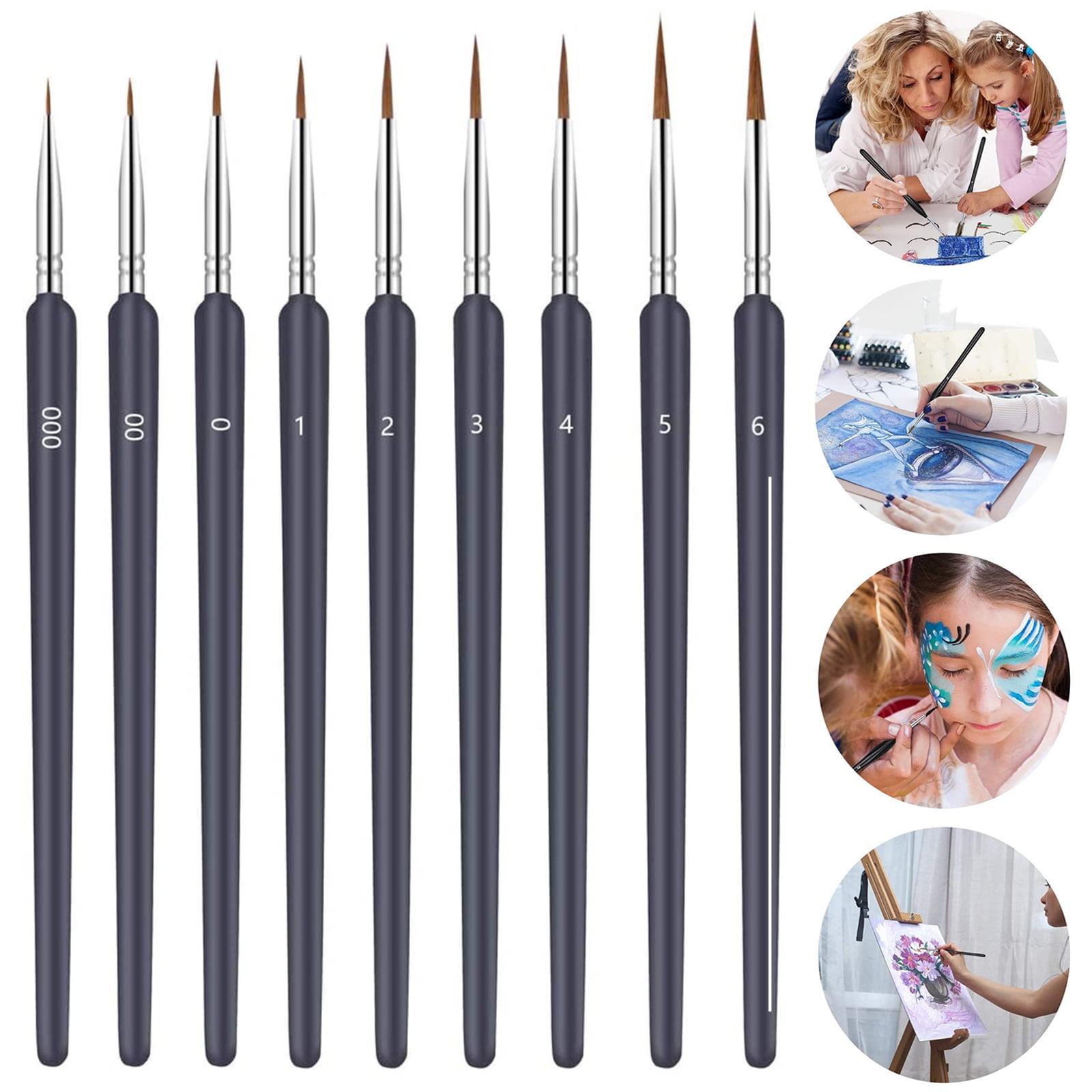 9 Pieces Fine Detail Paint Brush, Miniature Small Thin Painting Brushes Kit Micro Artist Acrylic Paints Brush Set