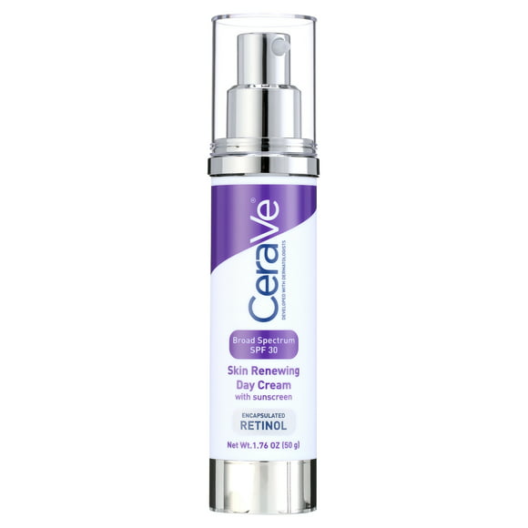 CeraVe Skin Renewing Anti-Aging Face Cream with Retinol and SPF 30 for All Skin Types, 1.7 fl oz