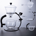 thumbnail image 2 of Juego de té semiautomático de vidrio de borosilicato para uso perezoso, para recepción en el hogar, juego de té de vidrio para oficina, 2 of 5