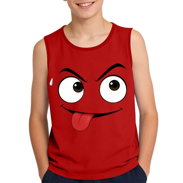 Camisola de Niños Pequeños 3-15 Años sin Mangas Gradiente Impresión Tela Suave para el Uso Casual Y Ocasiones Especiales