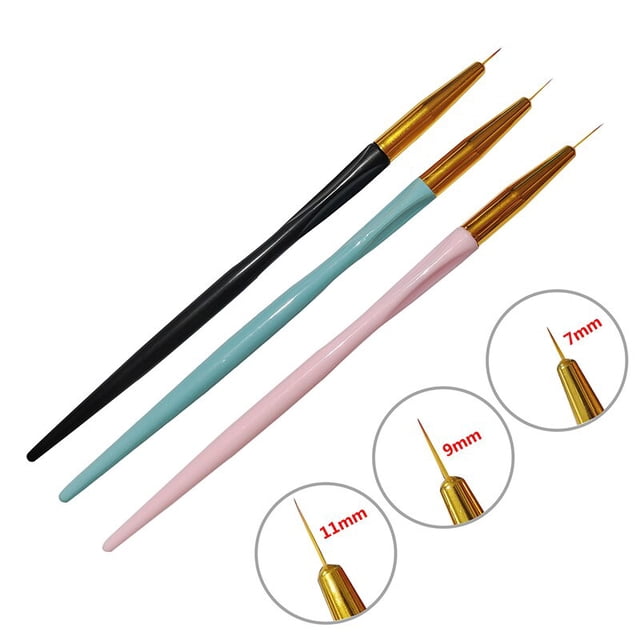 Juego de 3 uds de pinceles delineadores para decoración de uñas con rayas francesas acrílicas, puntas 3D, pinceles de dibujo para manicura, pincel delineador, pinceles de Gel UV, herramientas de pintura Tan Jianjun unisex